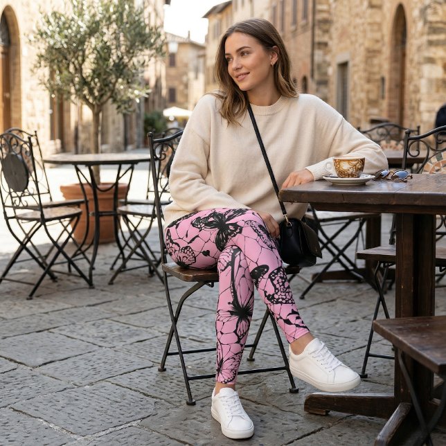 Pink Gothic Butterfly Spiderweb Leggings (Creator Uploaded)