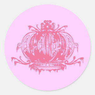 Pink Gothic Decayed Crown Classic Round Sticker