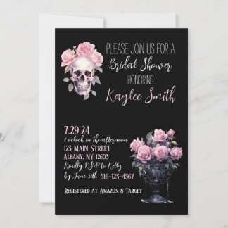 Pink Gothic Floral Bridal Shower Invitation