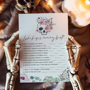 Pink Gothic Floral Skull Who knows Mommy Best Game