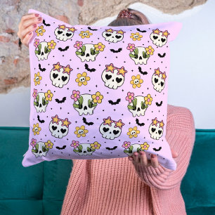 Pink Gothic Girly Halloween  Throw Pillow