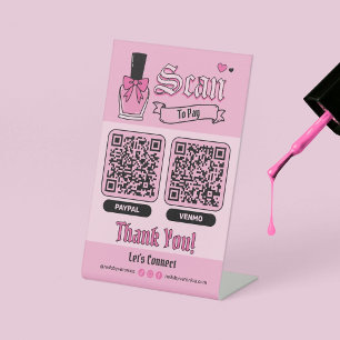 Pink Gothic Nail Salon Dual Scan To Pay Pedestal Sign