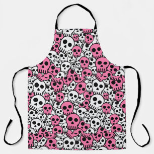 Pink Gothic Skull Pattern Print Apron