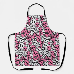 Pink Gothic Skull Pattern Print Apron