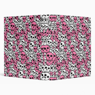 Pink Gothic Skull Pattern Print Binder