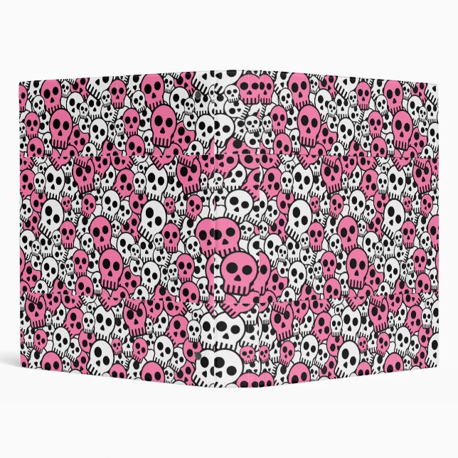Pink Gothic Skull Pattern Print Binder (Background)