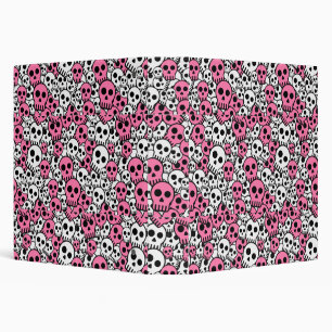 Pink Gothic Skull Pattern Print Binder