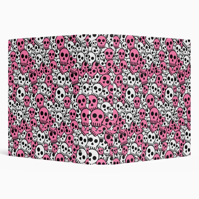 Pink Gothic Skull Pattern Print Binder (Background)