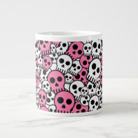 Pink Gothic Skull Pattern Print