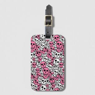 Pink Gothic Skull Pattern Print Luggage Tag