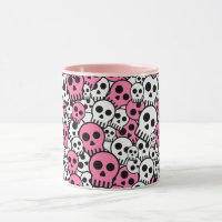 Pink Gothic Skull Pattern Print