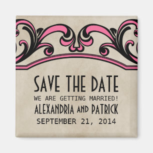 Pink Gothic Swirls Save the Date Magnet