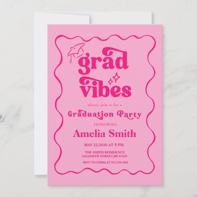 Pink grad vibes Class of 2026 Invitation (Front)