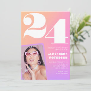 Pink Gradient 24e anniversaire invitation Retro Ph