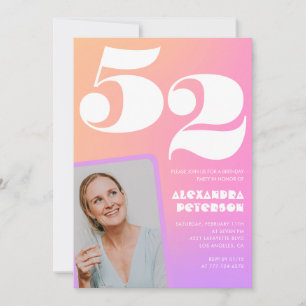 Pink Gradient 52e anniversaire invitation Retro Ph
