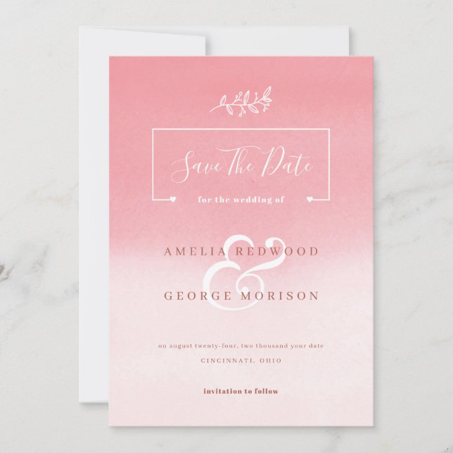 Pink Gradient Background Save The Date (Front)