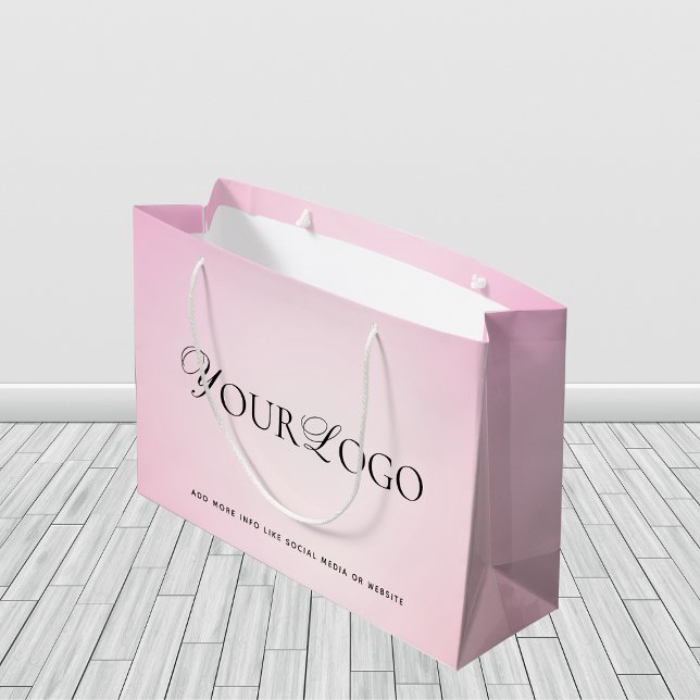 Pink Gradient Custom Long Company Business Logo    Large Gift Bag (Creator Uploaded)