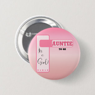 Pink Gradient Cute Eyeball Text Auntie-to-be 2 Inch Round Button