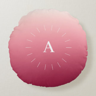 Pink Gradient Initials Round Pillow