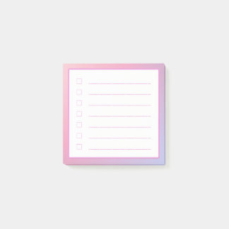 Pink Gradient Minimalist Checklist Post-it Notes