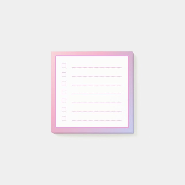 Pink Gradient Minimalist Checklist Post-it Notes (Front)