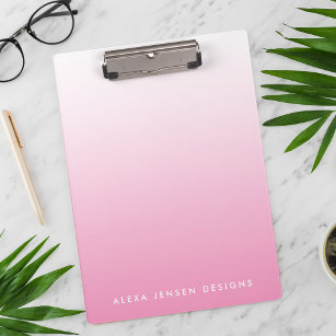 Pink Gradient Ombre Personalized Clipboard