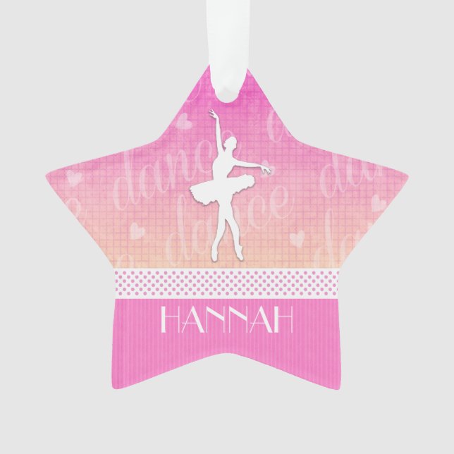 Pink Gradient Passionate Dancer with Hearts Ornament (Front)