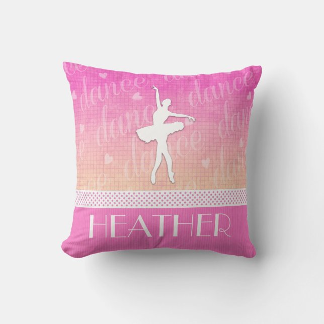 Pink Gradient Passionate Dancer with Hearts Throw Pillow (Front)