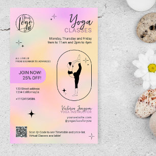Pink gradient star Yoga instructor studio classes Flyer