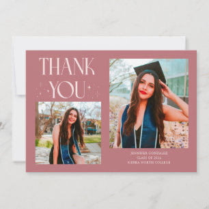 Pink Graduate Thank You 2-Photo  Announcement