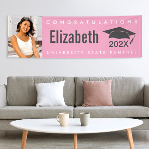 Pink graduation 1 photo modern bold simple minimal banner