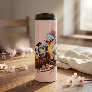 Pink Graduation Bird Thermal Tumbler