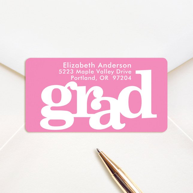 Pink graduation bold modern typography address label (Creator Uploaded)