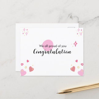 Pink Graduation Congratulation Card