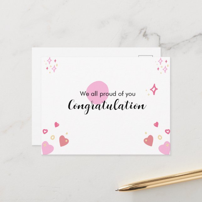 Pink Graduation Congratulation Card (Front/Back In Situ)