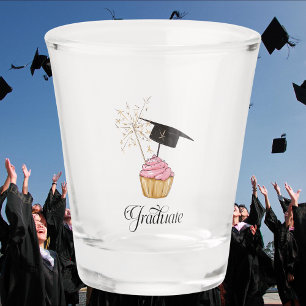 Pink Graduation Cupcake Graduate Shot Glass