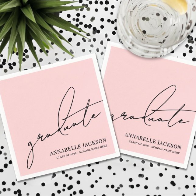 Pink Graduation Napkin (Pink Graduation Napkins)