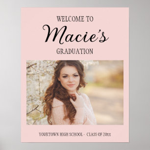Pink Graduation Party Photo Welcome  Poster