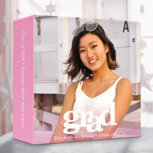 Pink graduation photo modern typography keepsake binder