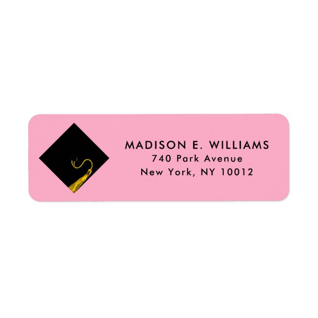 Pink Graduation Return Address Labels (Front)
