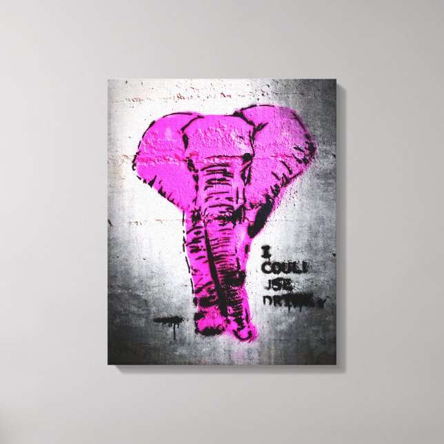 Pink Graffiti Elephant Canvas Print (Front)