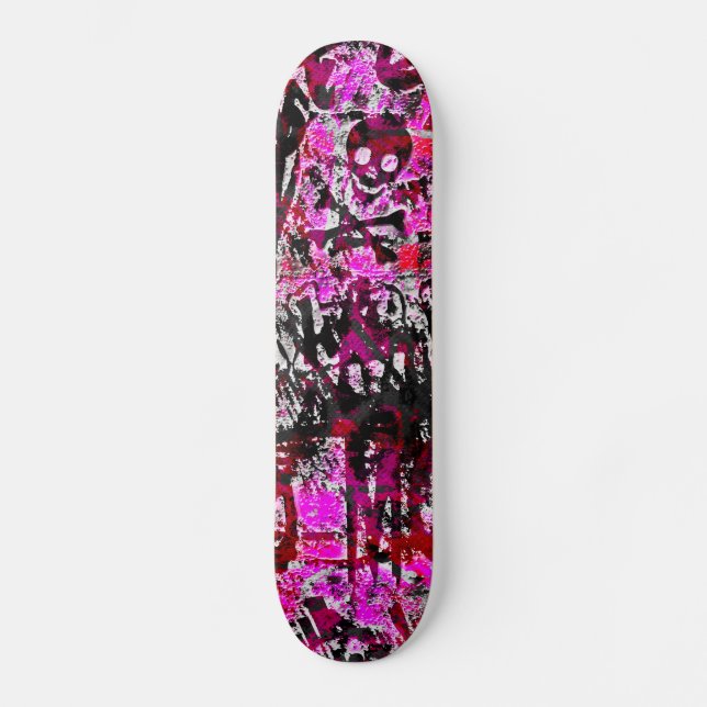 Pink Graffiti Skull Skateboard Deck (Front)