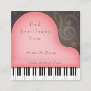Pink Grand Piano Charming Musician's Square Business Card