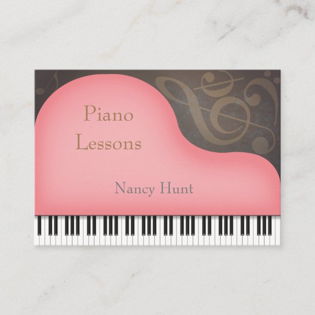 Pink Grand Piano Child Friendly Music Business Card (Front)