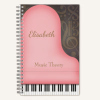Pink Grand Piano Whimsical Music Symbols Custom