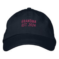 Pink Grandma Est 2024 Embroidered Baseball Cap