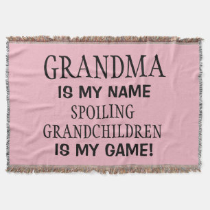 Pink Grandma is my Name Spoiling Grandchildren Throw Blanket