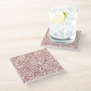 Pink granite stone texture glass coaster