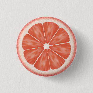 Pink Grapefruit Citrus Fruit Slice 1 Inch Round Button