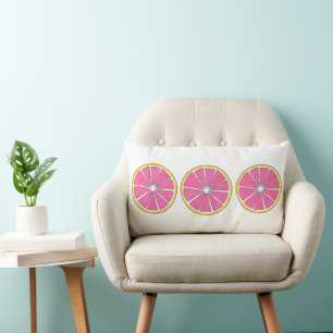 Pink Grapefruit Citrus Grove Fruit Slices  Lumbar Pillow